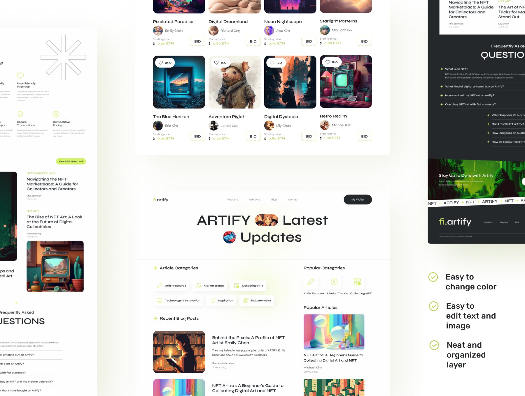 Artify-明亮、清洁的NFT市场 Artify – bright, clean nft marketplace sketch, xd, figma格式-UI/UX-到位啦UI